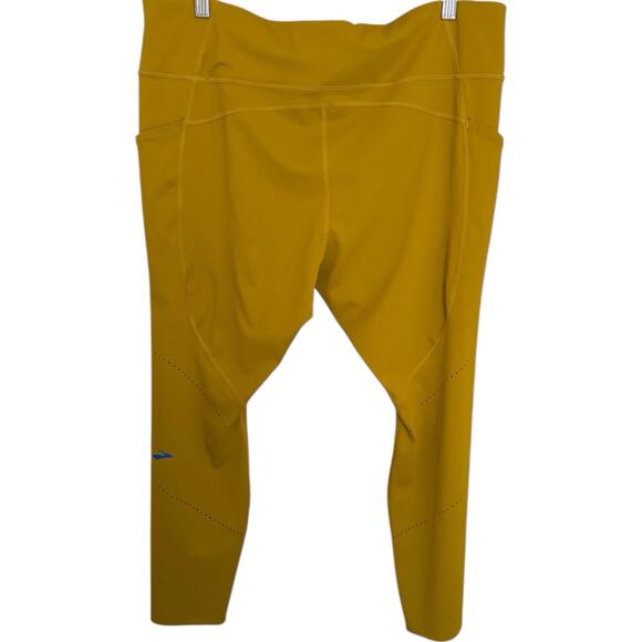 Brooks Womens Method 7/8 Tight Leggings Activewear Golden Hour Yellow Sz 2XL - Picture 2 of 9